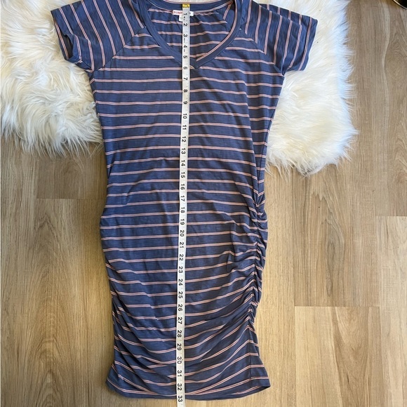 Anthropologie Sundry Striped V Neck Ruched Dress - Picture 10 of 11